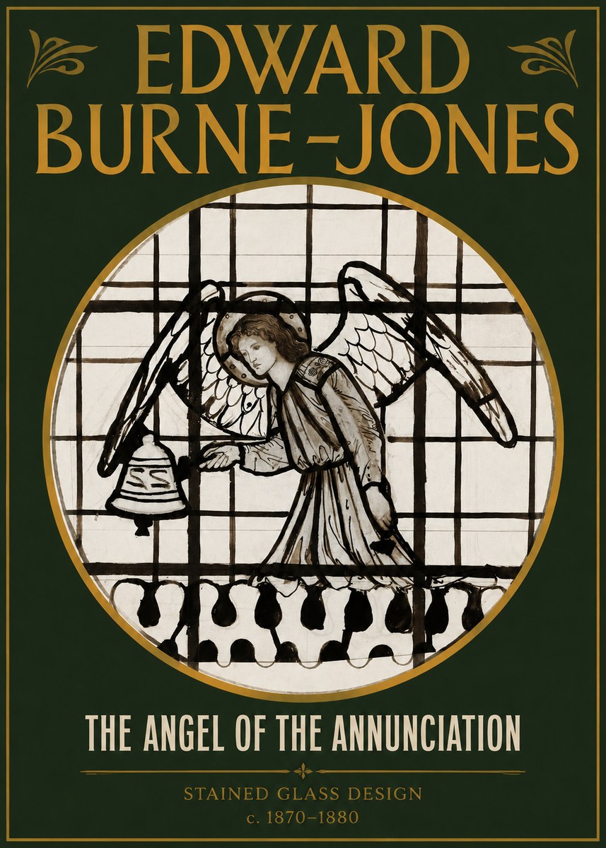Edward Burne-Jones The Angel of the Annunciation (Stained Glass Design) No2 - Poszter