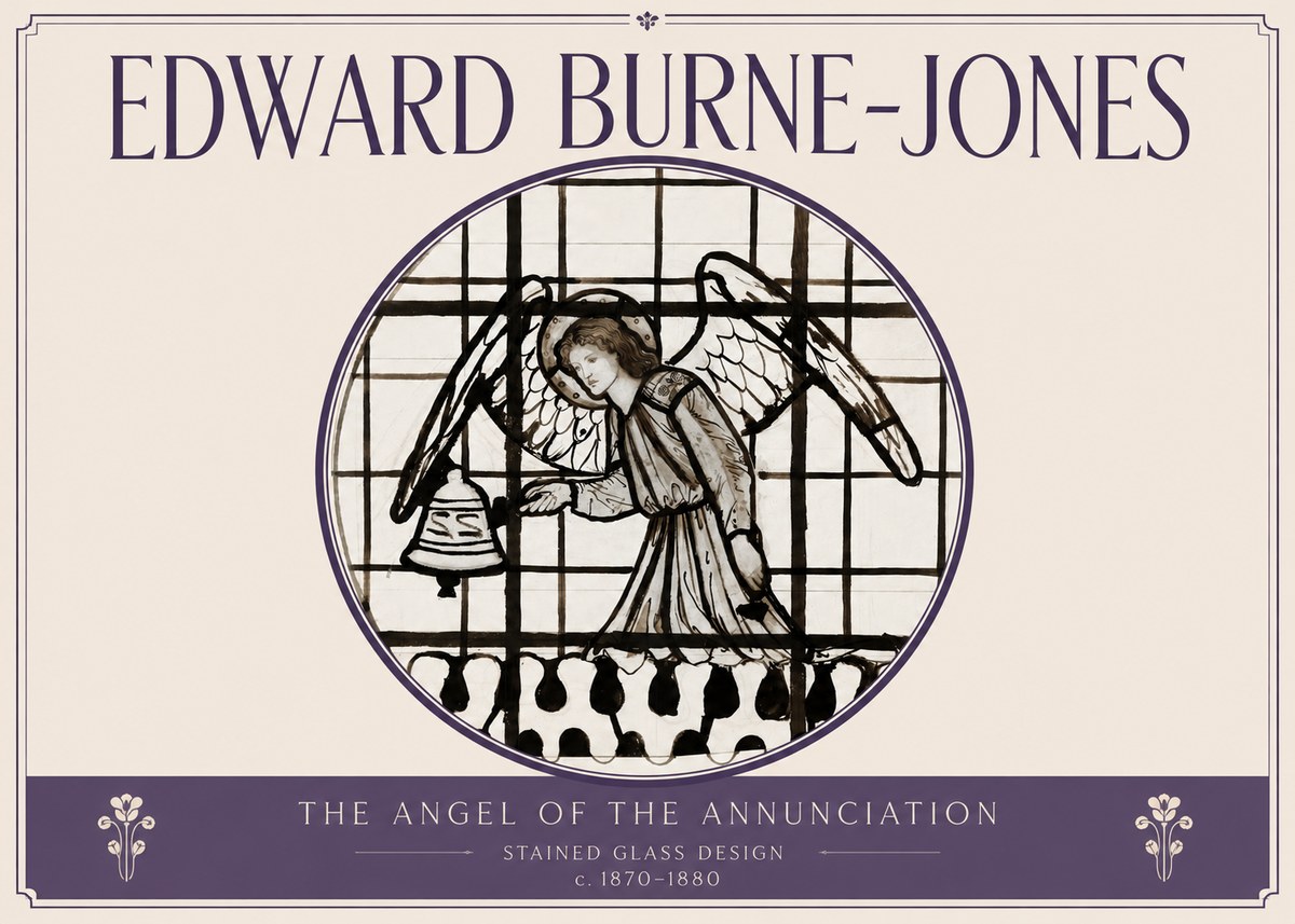 Edward Burne-Jones The Angel of the Annunciation (Stained Glass Design) No3 - Poszter