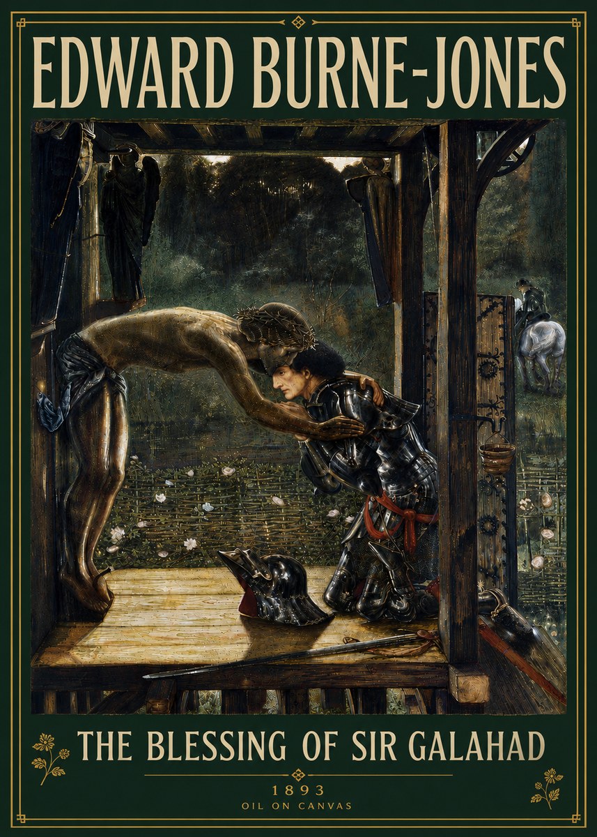 Edward Burne-Jones The Blessing of Sir Galahad No5 - Poszter