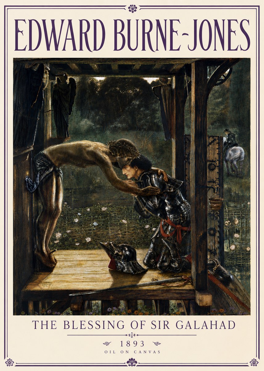 Edward Burne-Jones The Blessing of Sir Galahad No6 - Poszter