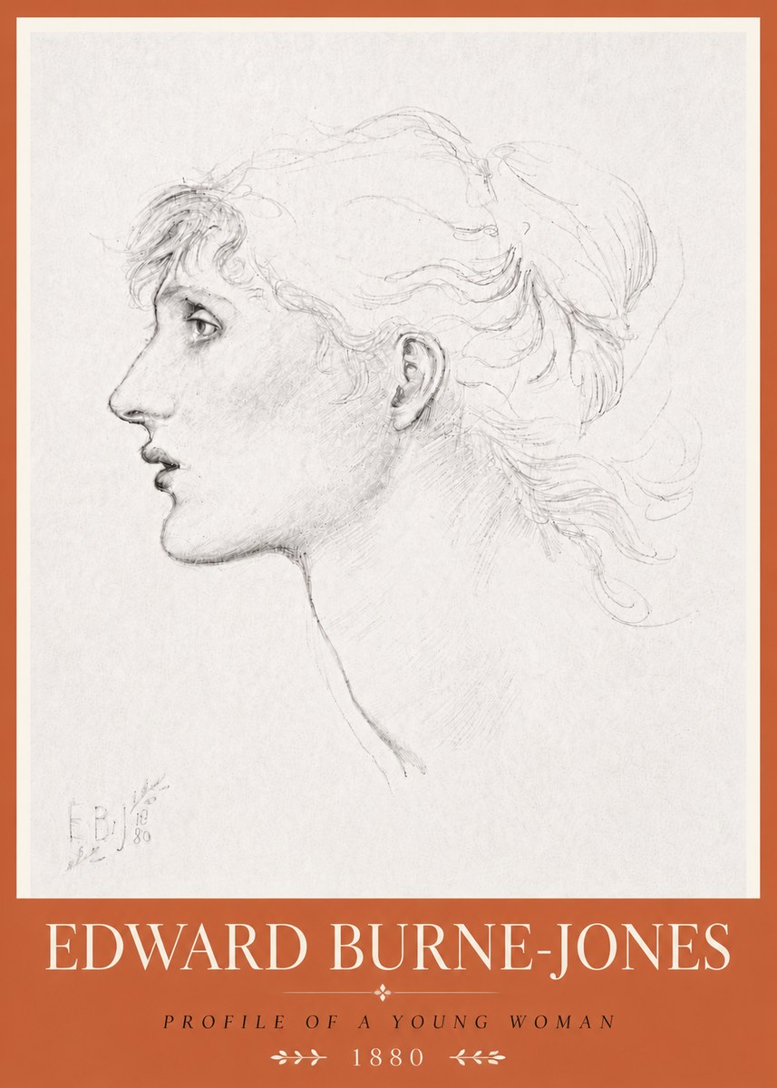 Edward Burne-Jones Profile of a Young Woman No6 - Poszter