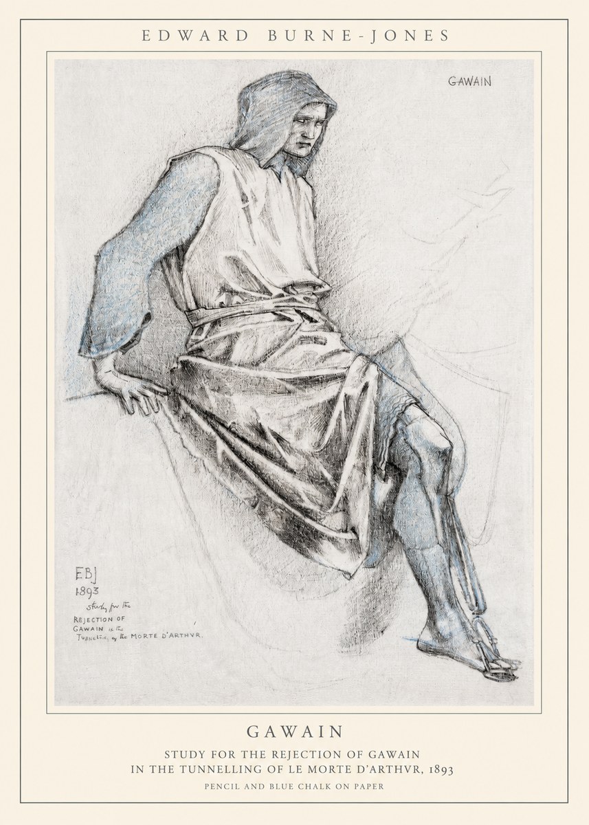 Edward Burne-Jones Gawain - Study for the Rejection of Gawain in the Tunnelling of Le Morte D'arthur, 1893 No1 - Poszter