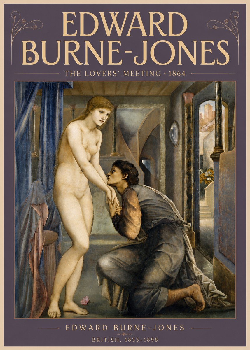 Edward Burne-Jones The Lovers' Meeting No6 - Poszter