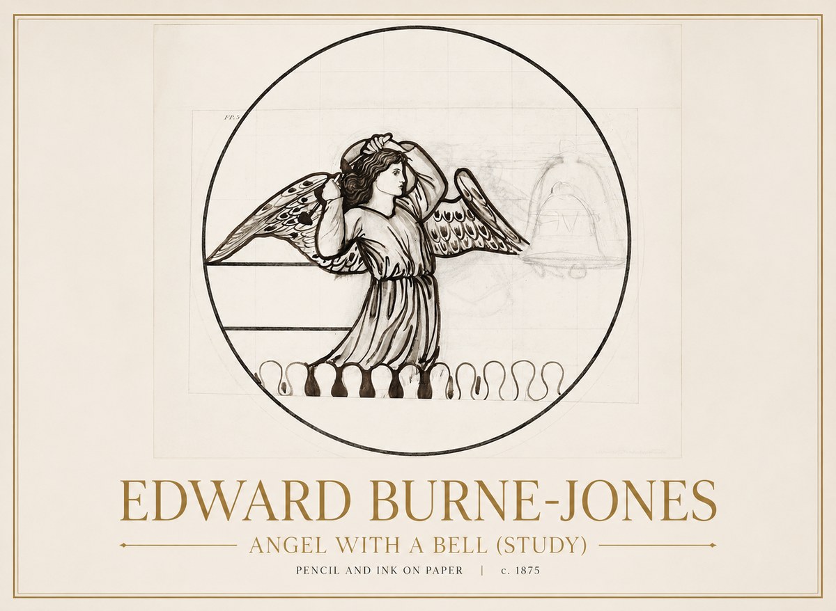 Edward Burne-Jones Angel with a Bell (Study) No1 - Poszter