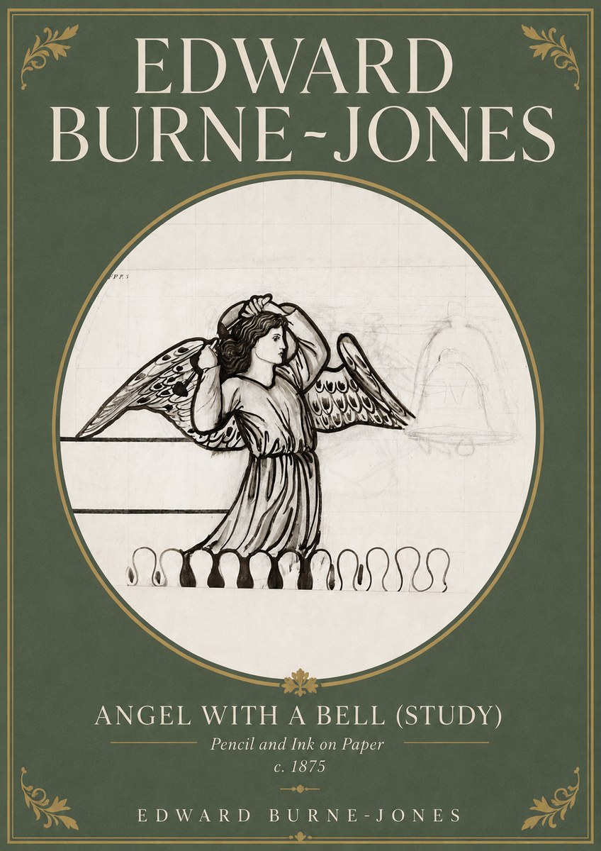 Edward Burne-Jones Angel with a Bell (Study) No4 - Poszter