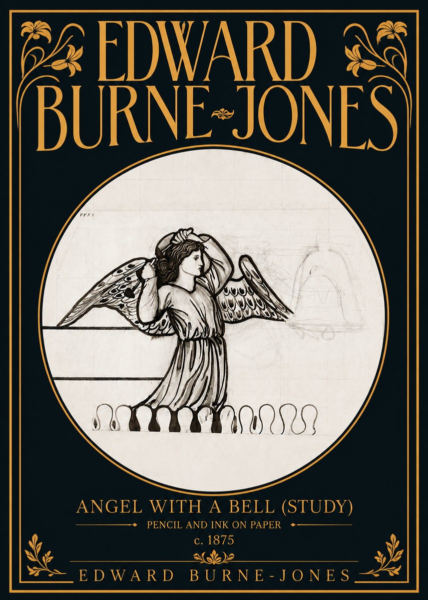 Edward Burne-Jones Angel with a Bell (Study) No5 - Poszter