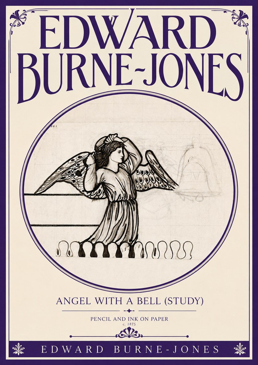 Edward Burne-Jones Angel with a Bell (Study) No6 - Poszter