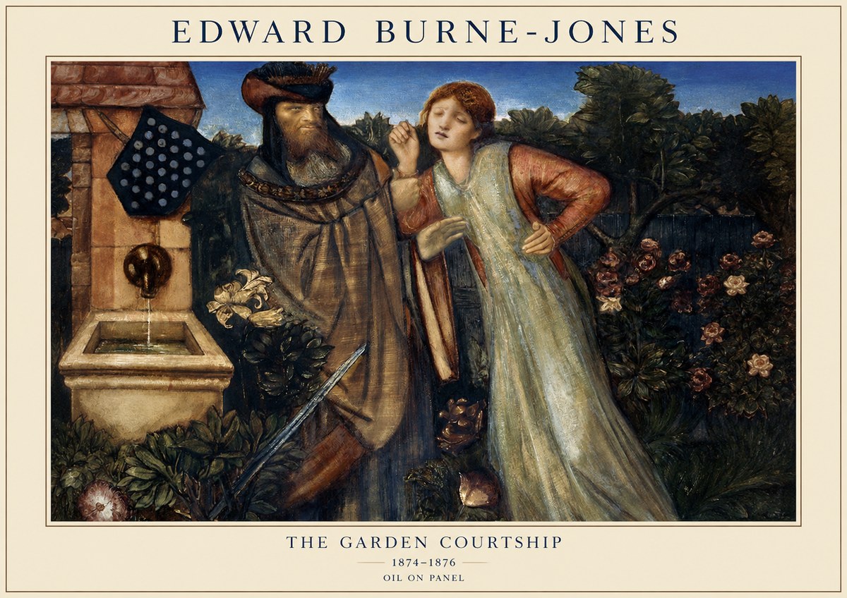 Edward Burne-Jones The Garden Courtship No1 - Poszter
