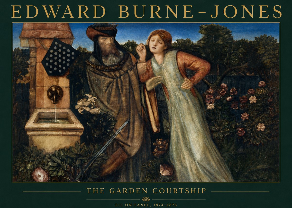 Edward Burne-Jones The Garden Courtship No2 - Poszter