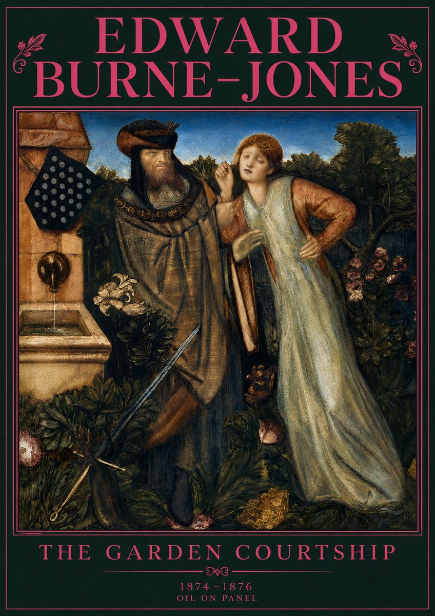 Edward Burne-Jones The Garden Courtship No4 - Poszter