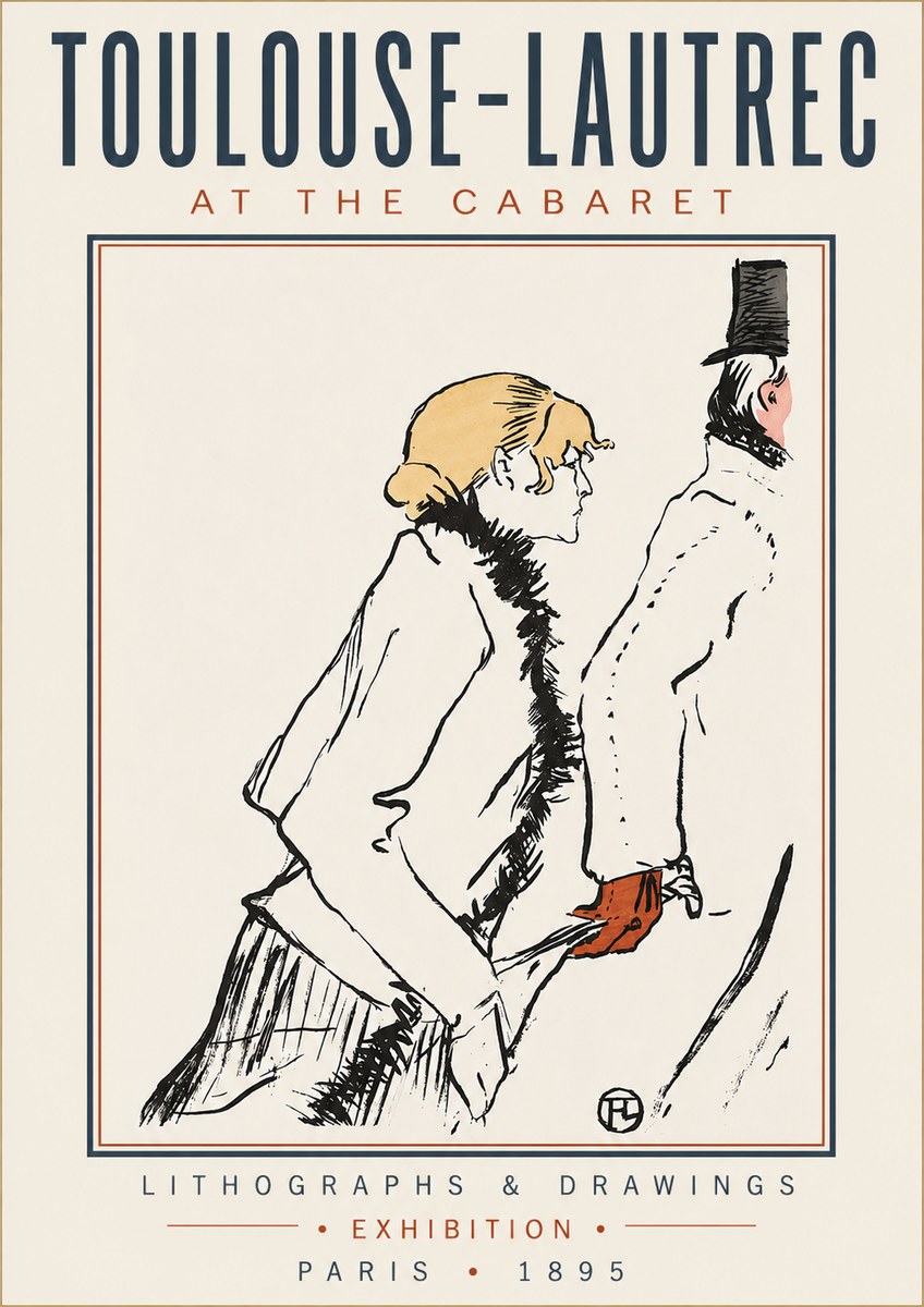 Toulouse-Lautrec At the Cabaret No3 - Poszter