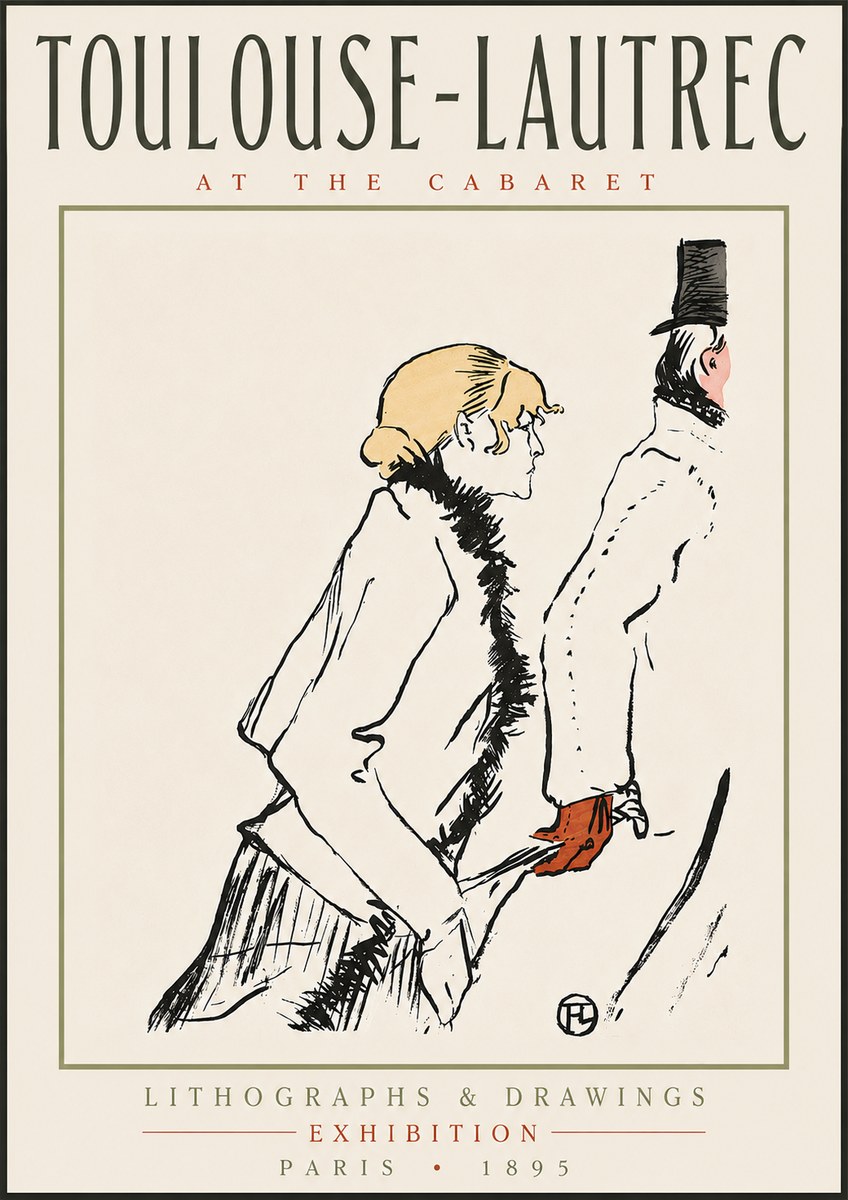 Toulouse-Lautrec At the Cabaret No4 - Poszter