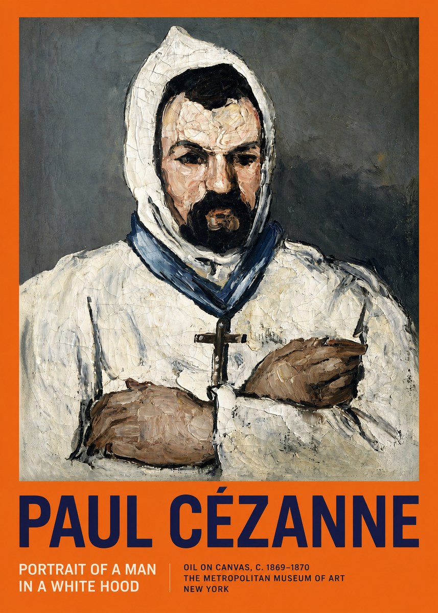 Paul Cézanne Portrait of a Man in a White Hood No2 - Poszter