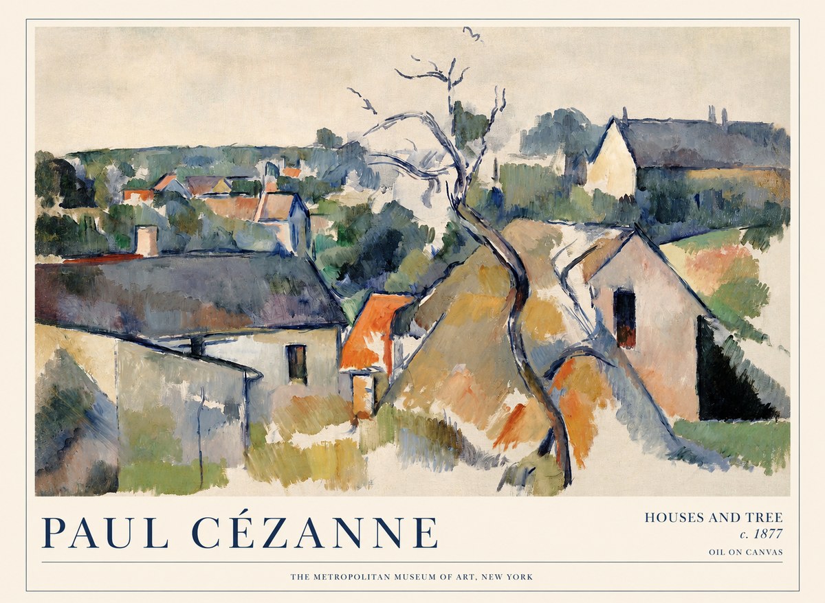 Paul Cézanne Houses and Tree No1 - Poszter