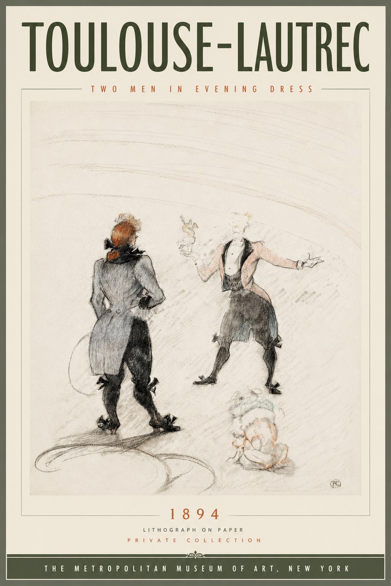 Toulouse-Lautrec Two Men in Evening Dress No5 - Poszter