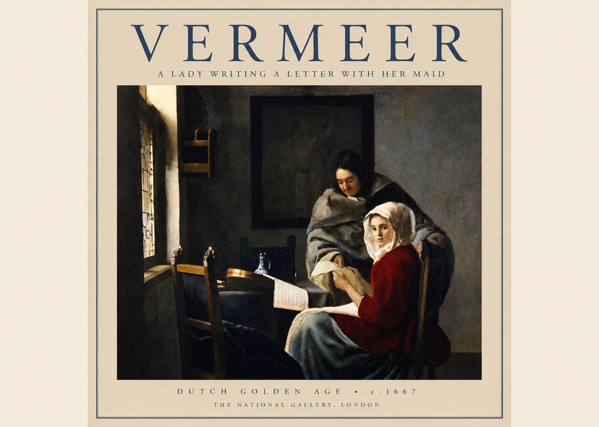 Vermeer A Lady Writing a Letter with Her Maid I No4 - Poszter
