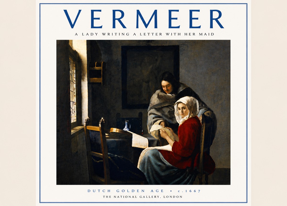 Vermeer A Lady Writing a Letter with Her Maid I No6 - Poszter