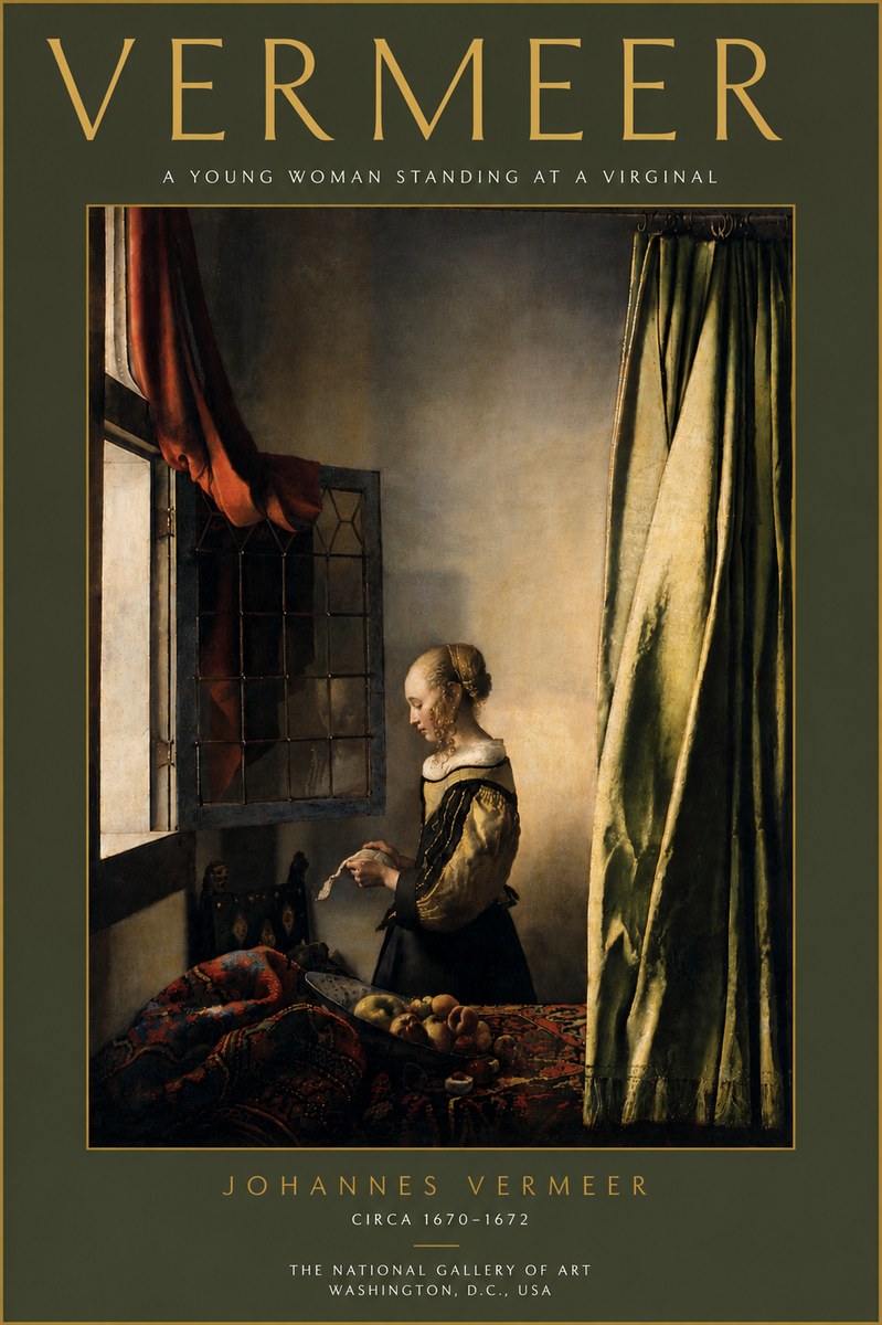 Vermeer A Young Woman Standing at a Virginal No5 - Poszter
