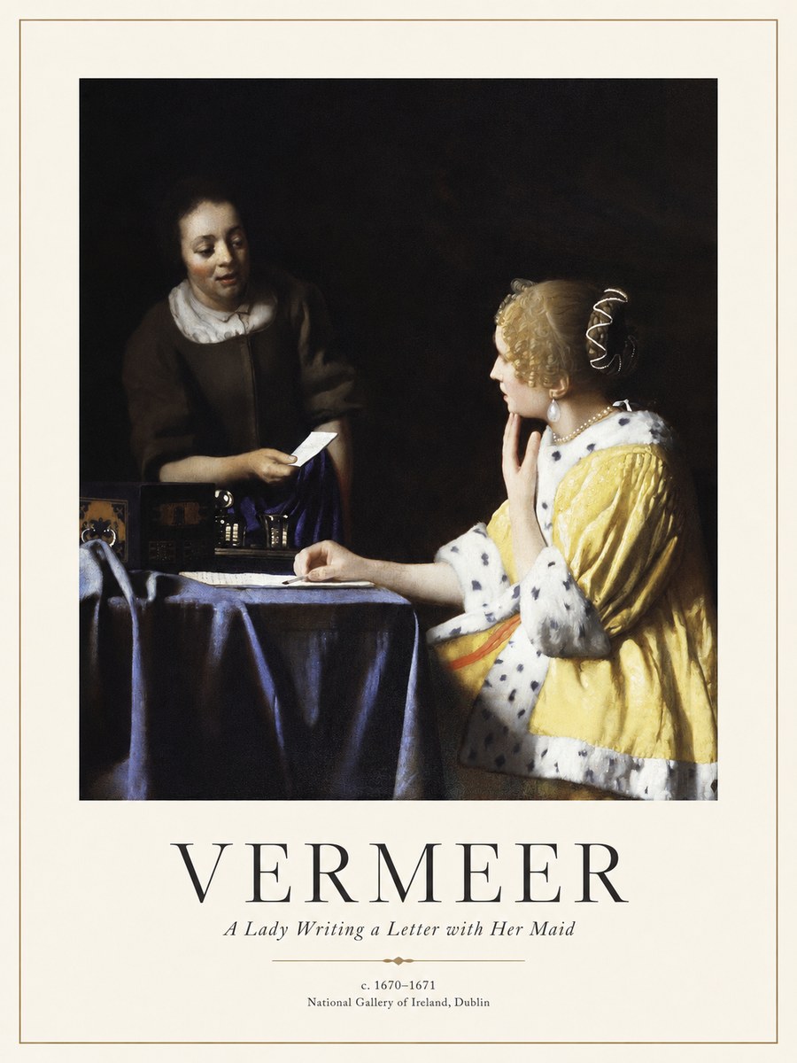 Vermeer A Lady Writing a Letter with Her Maid II No1 - Poszter