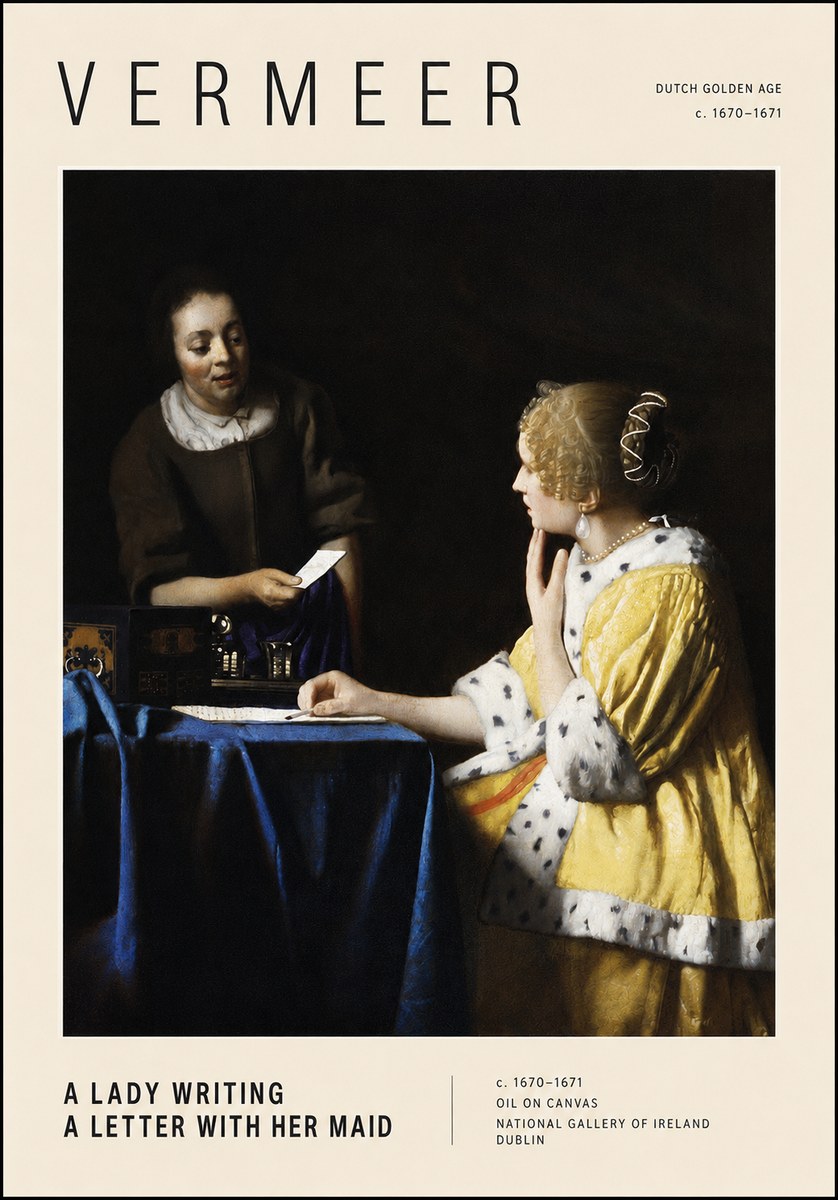 Vermeer A Lady Writing a Letter with Her Maid II No3 - Poszter