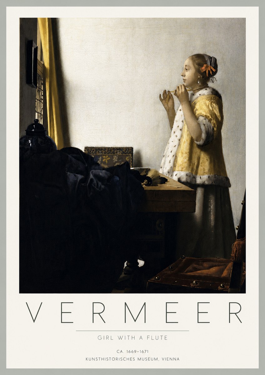 Vermeer Girl with a Flute No3 - Poszter