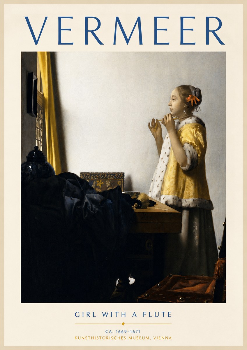 Vermeer Girl with a Flute No4 - Poszter