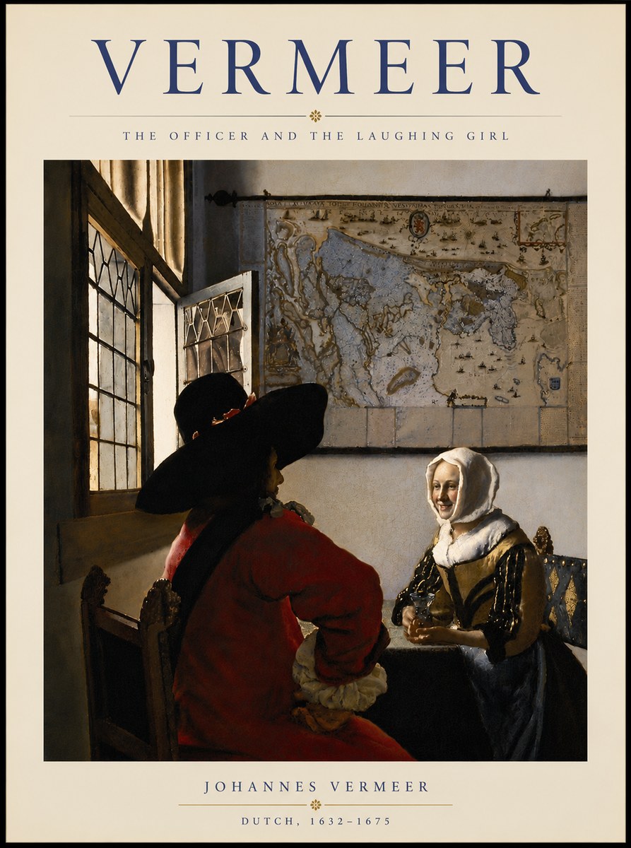 Vermeer The Officer and the Laughing Girl No5 - Poszter