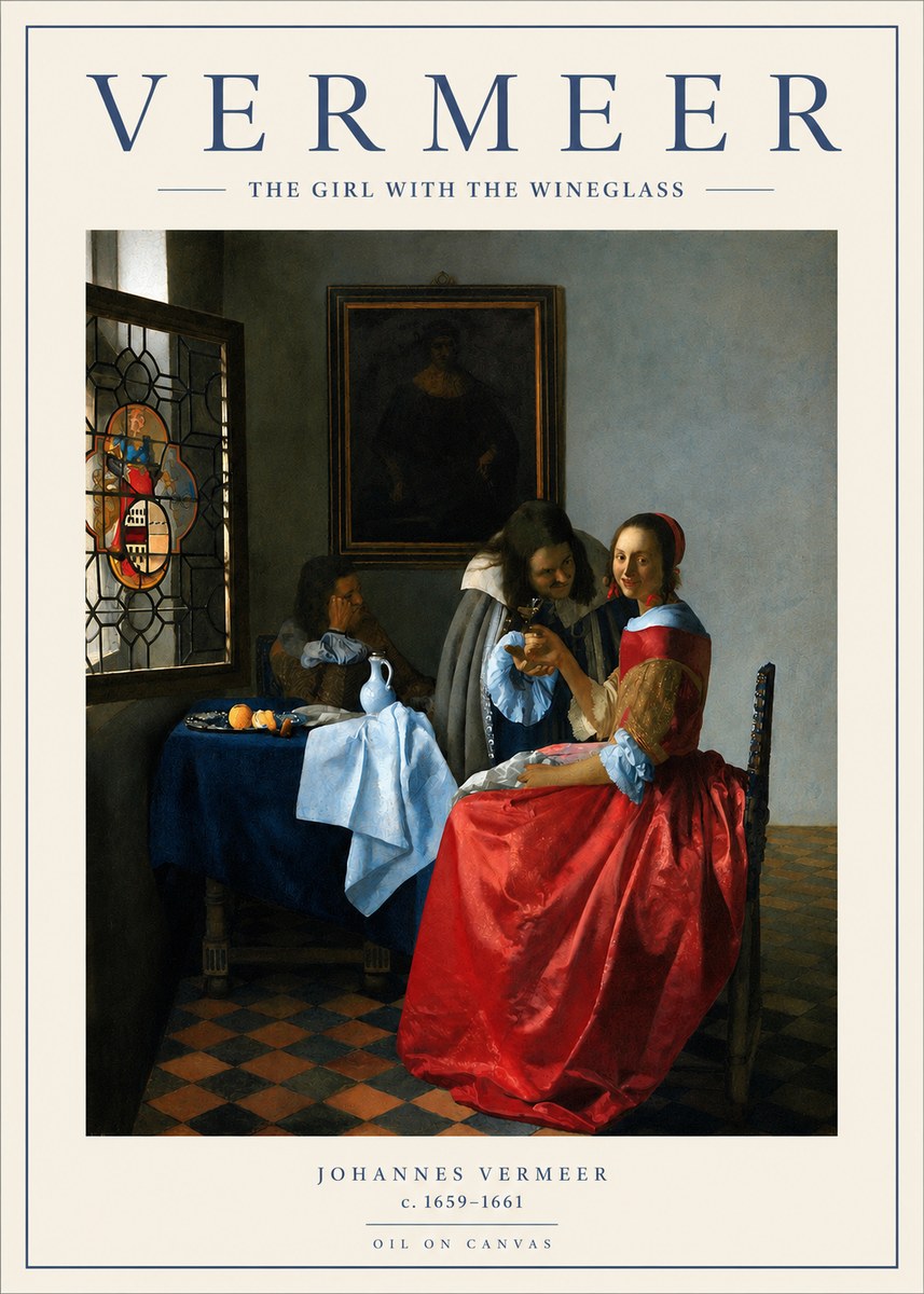 Vermeer The Girl with the Wineglass No2 - Poszter