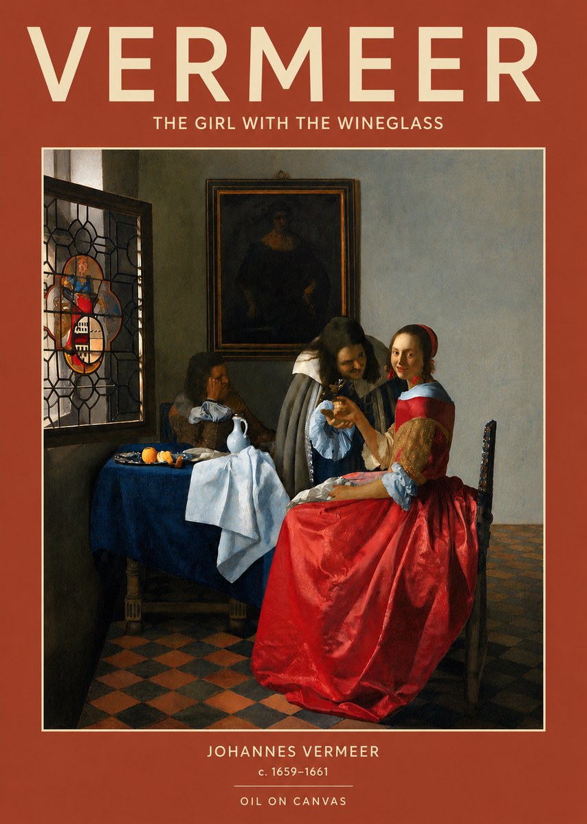 Vermeer The Girl with the Wineglass No3 - Poszter