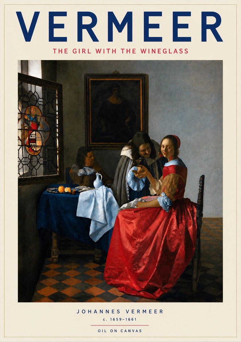 Vermeer The Girl with the Wineglass No5 - Poszter