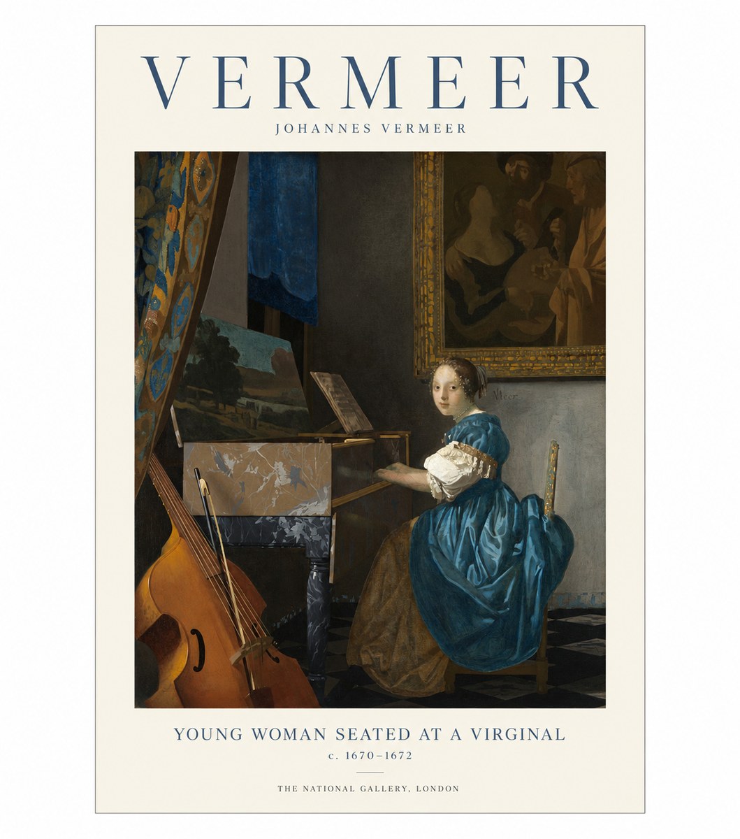 Vermeer Young Woman Seated at a Virginal No1 - Poszter