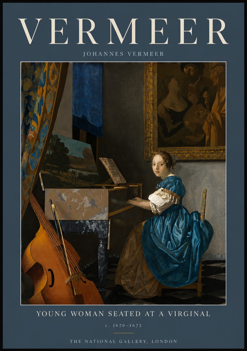 Vermeer Young Woman Seated at a Virginal No5 - Poszter