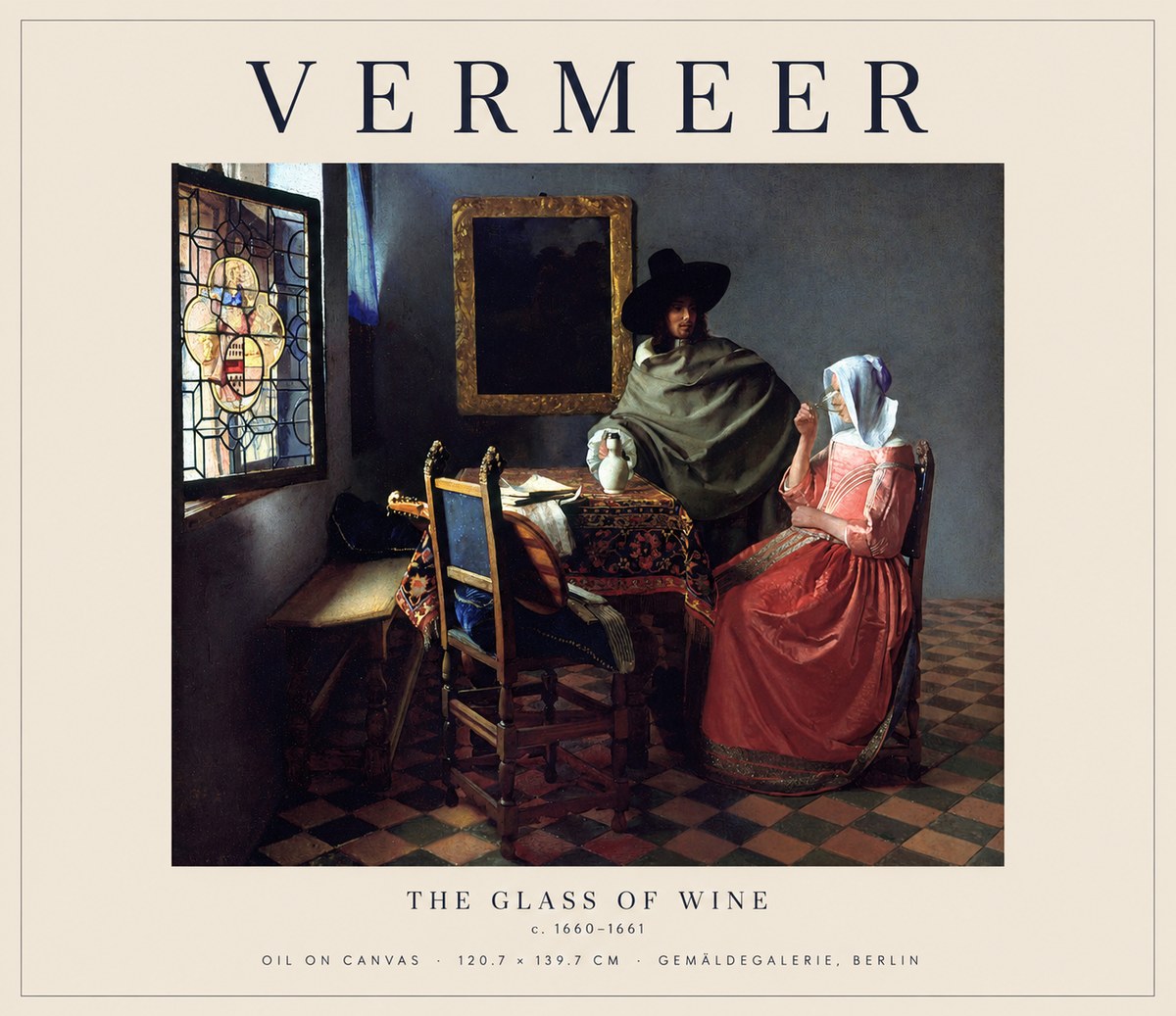Vermeer The Glass of Wine No1 - Poszter