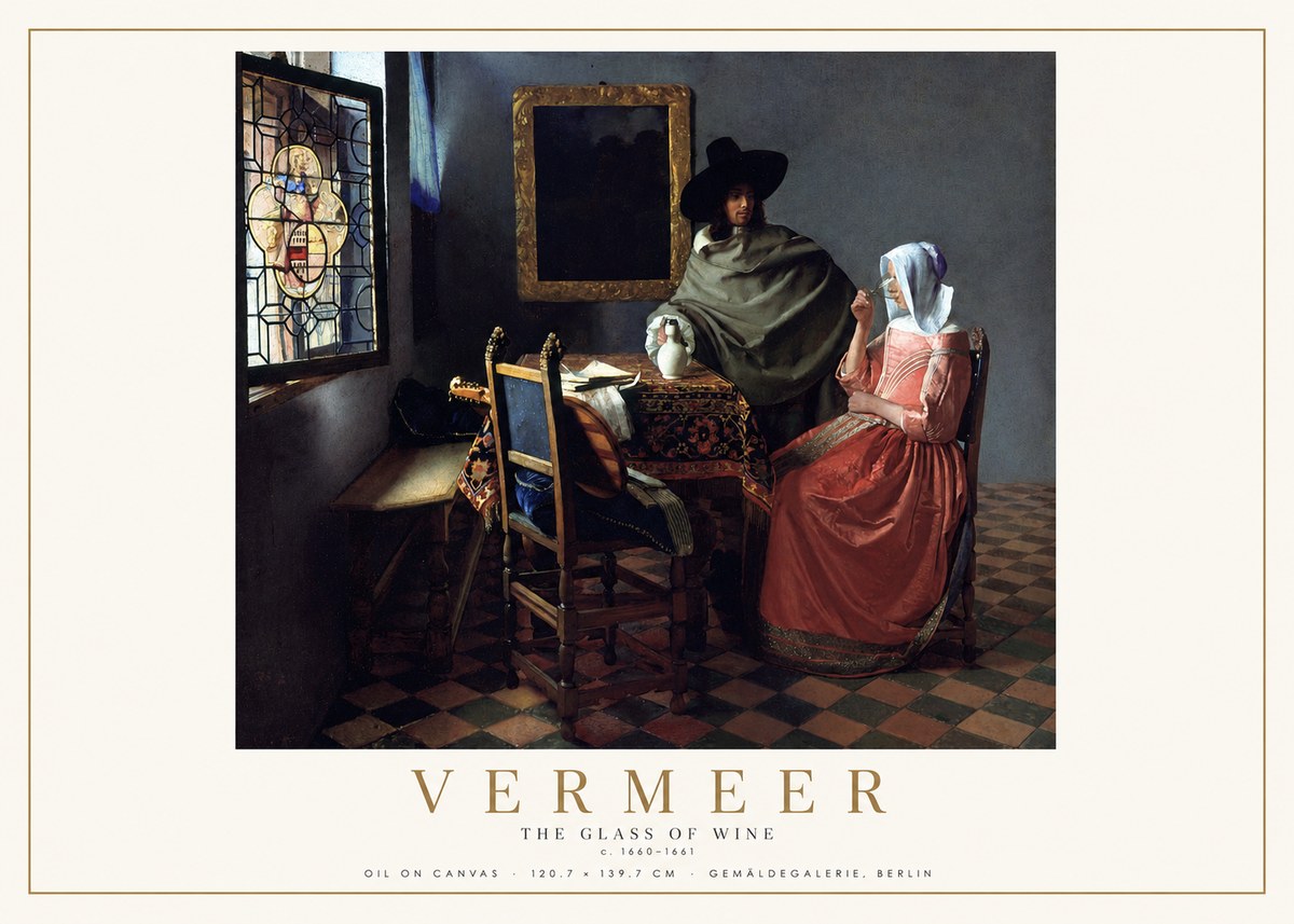 Vermeer The Glass of Wine No2 - Poszter