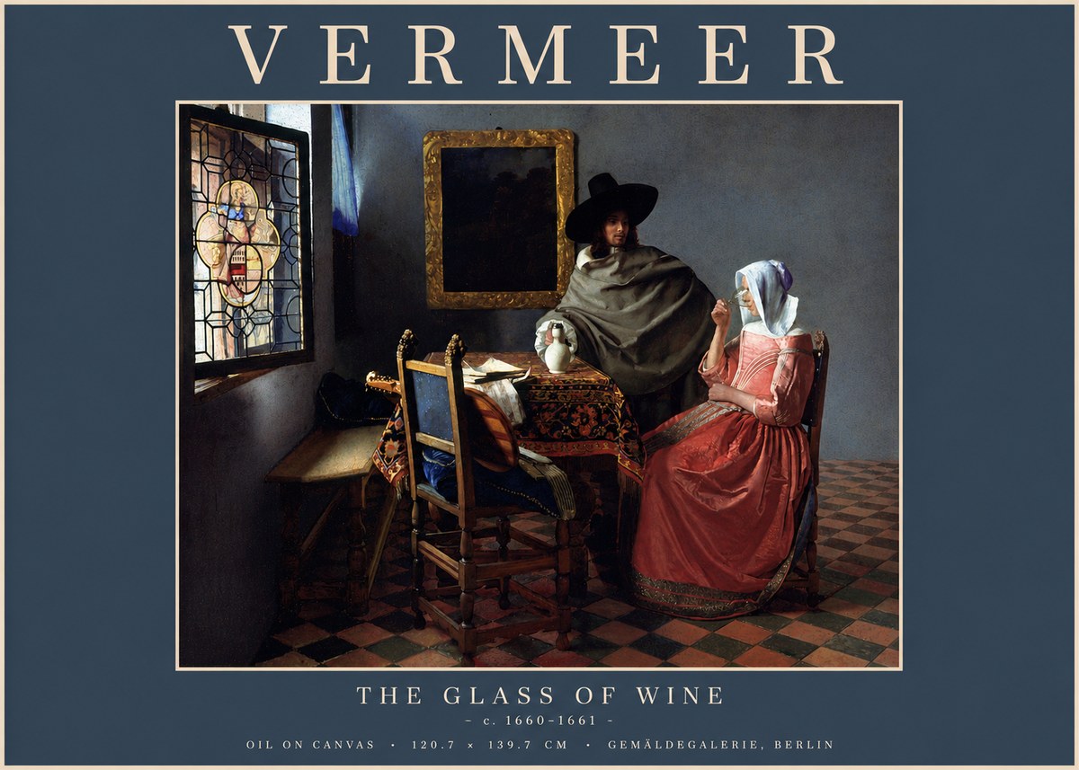 Vermeer The Glass of Wine No4 - Poszter