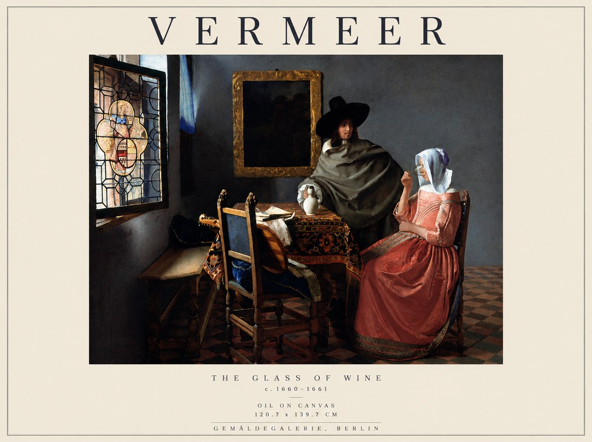 Vermeer The Glass of Wine No5 - Poszter