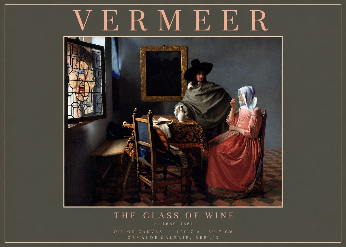 Vermeer The Glass of Wine No6 - Poszter