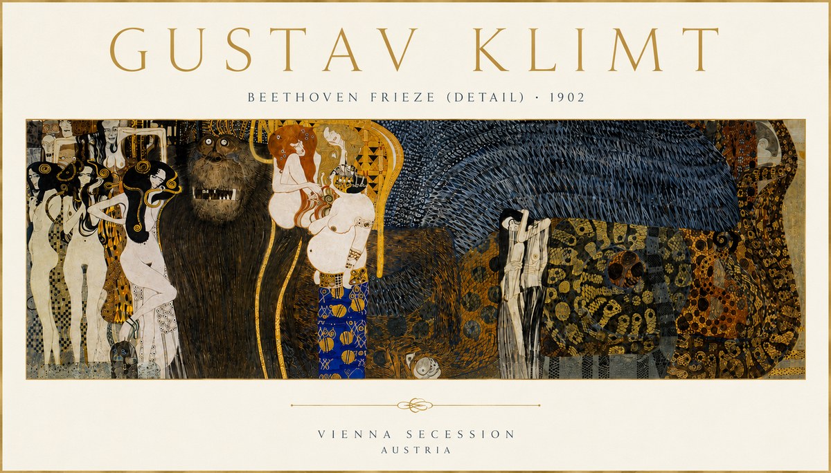 Klimt Beethoven Frieze (Detail) No4 - Poszter