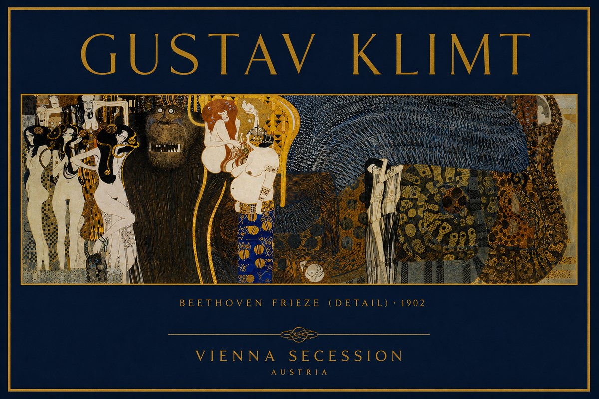 Klimt Beethoven Frieze (Detail) No6 - Poszter