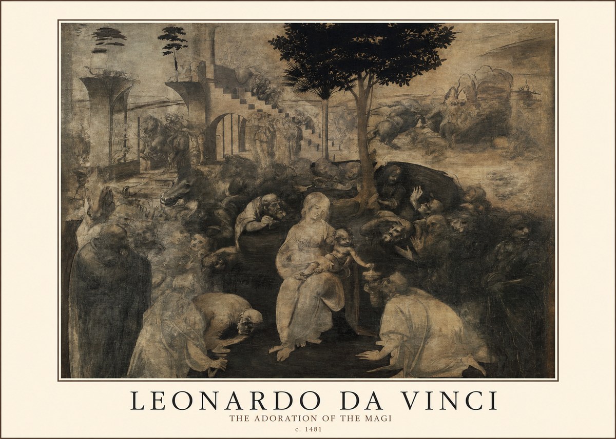 Leonardo da Vinci The Adoration of the Magi No2 - Poszter