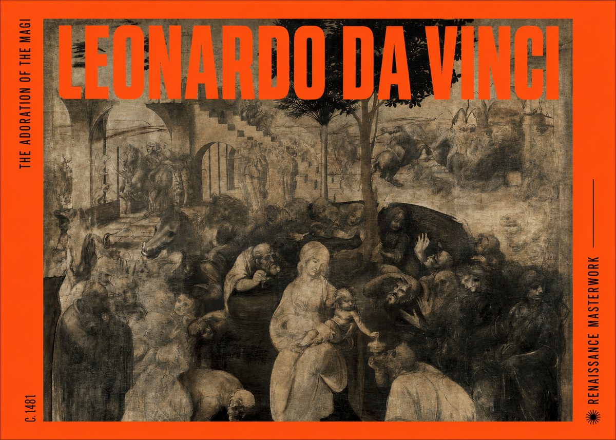 Leonardo da Vinci The Adoration of the Magi No4 - Poszter
