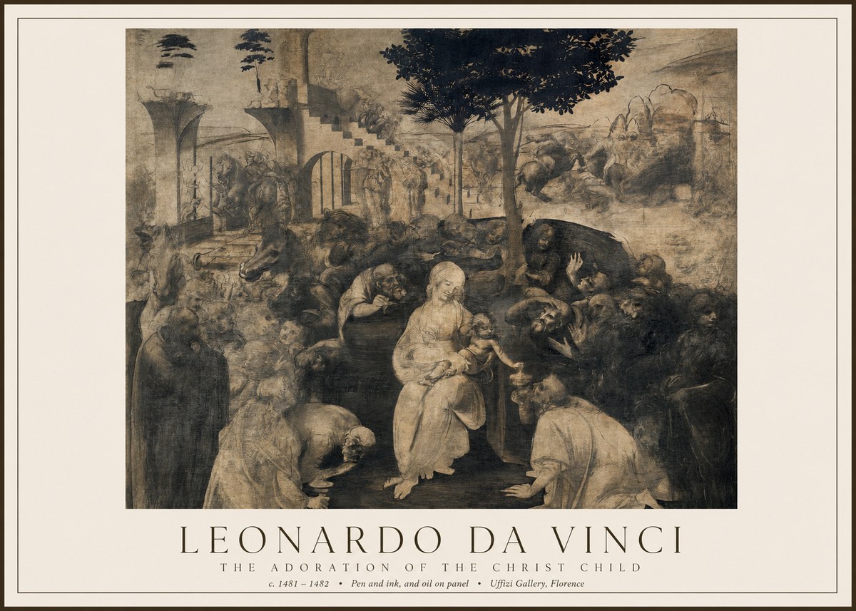 Leonardo da Vinci The Adoration of the Magi No5 - Poszter