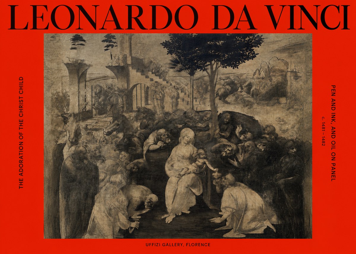 Leonardo da Vinci The Adoration of the Magi No6 - Poszter