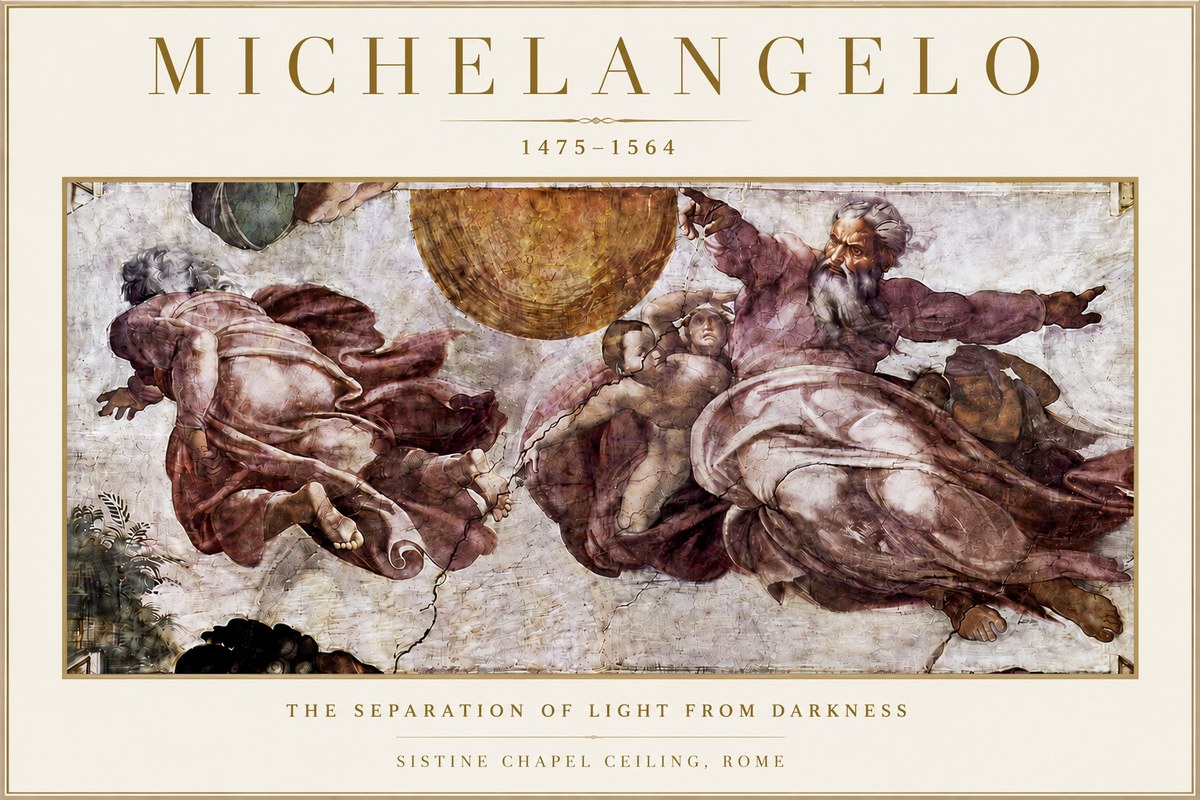 Michelangelo The Separation of Light from Darkness No4 - Poszter