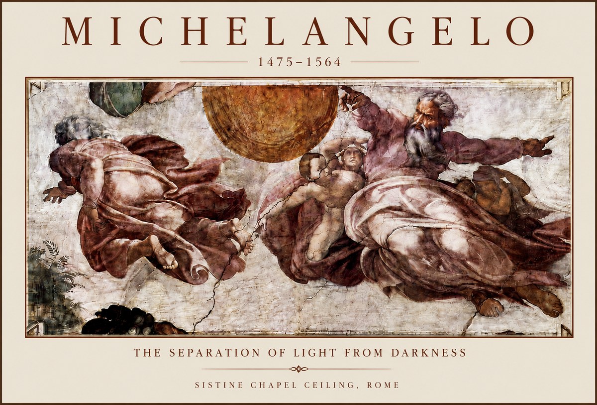 Michelangelo The Separation of Light from Darkness No5 - Poszter