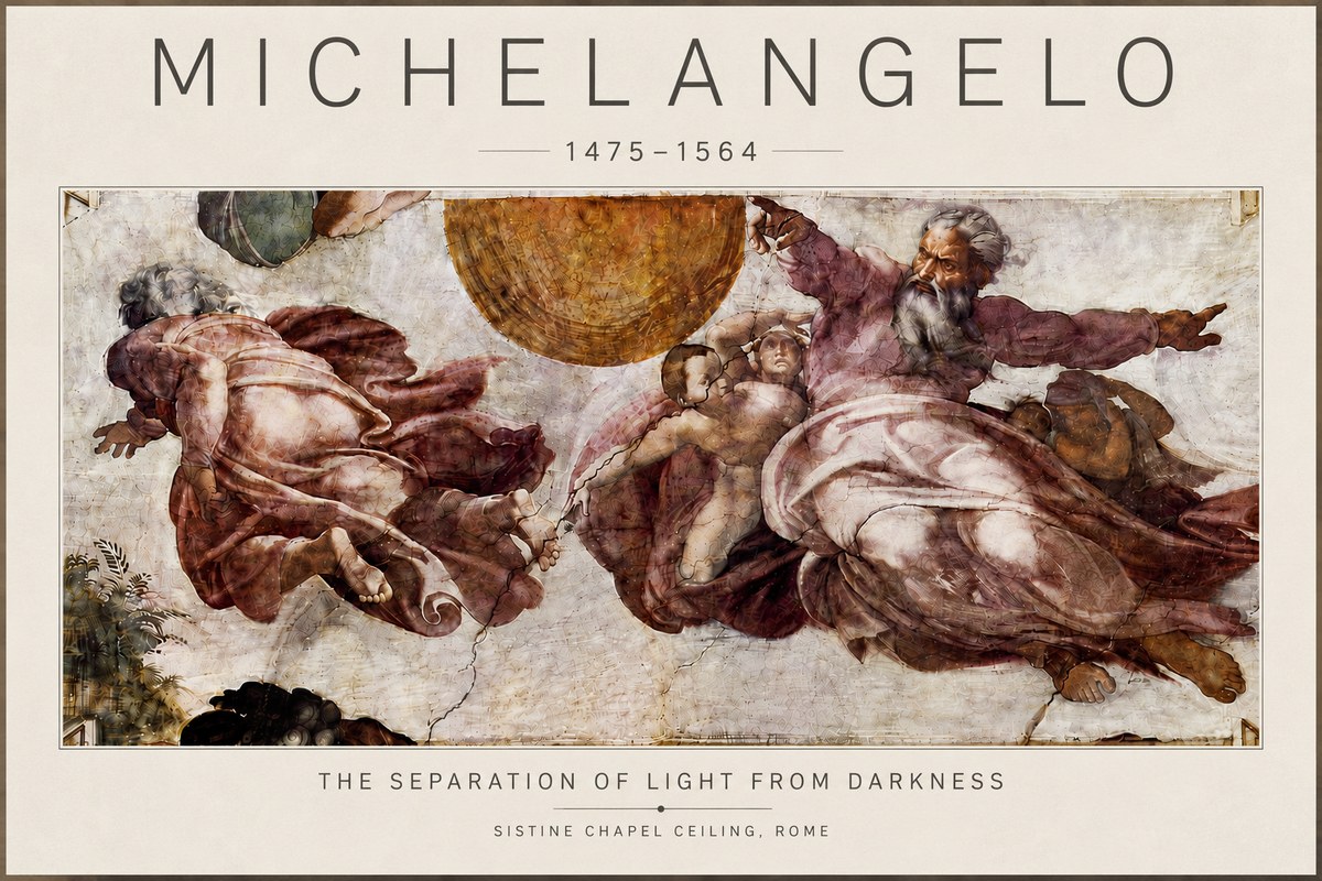 Michelangelo The Separation of Light from Darkness No6 - Poszter