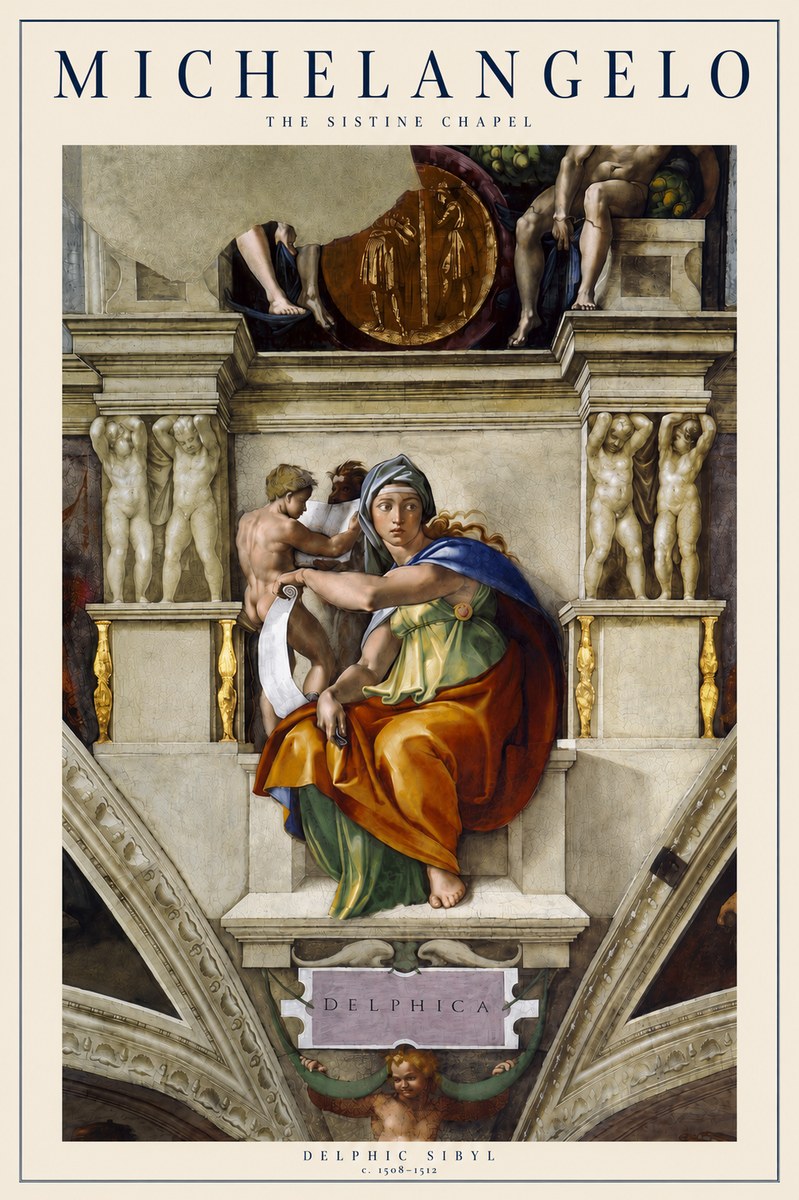 Michelangelo Delphic Sibyl No3 - Poszter