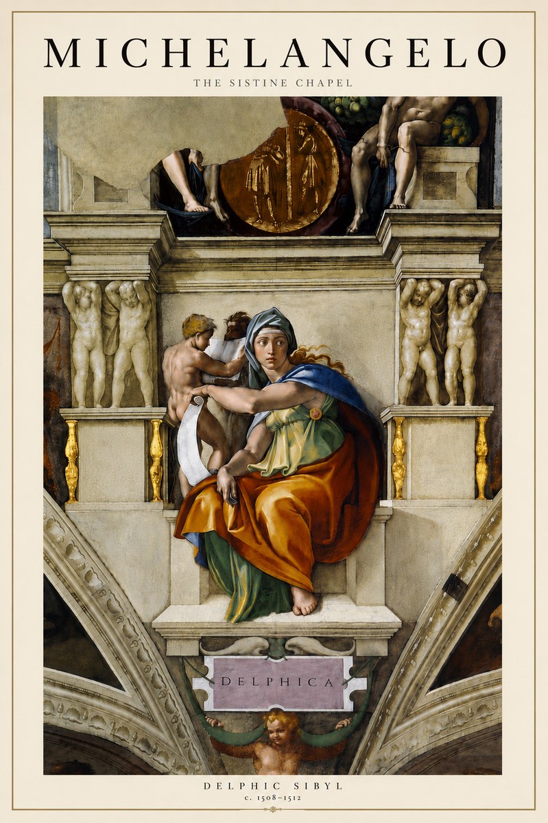 Michelangelo Delphic Sibyl No5 - Poszter