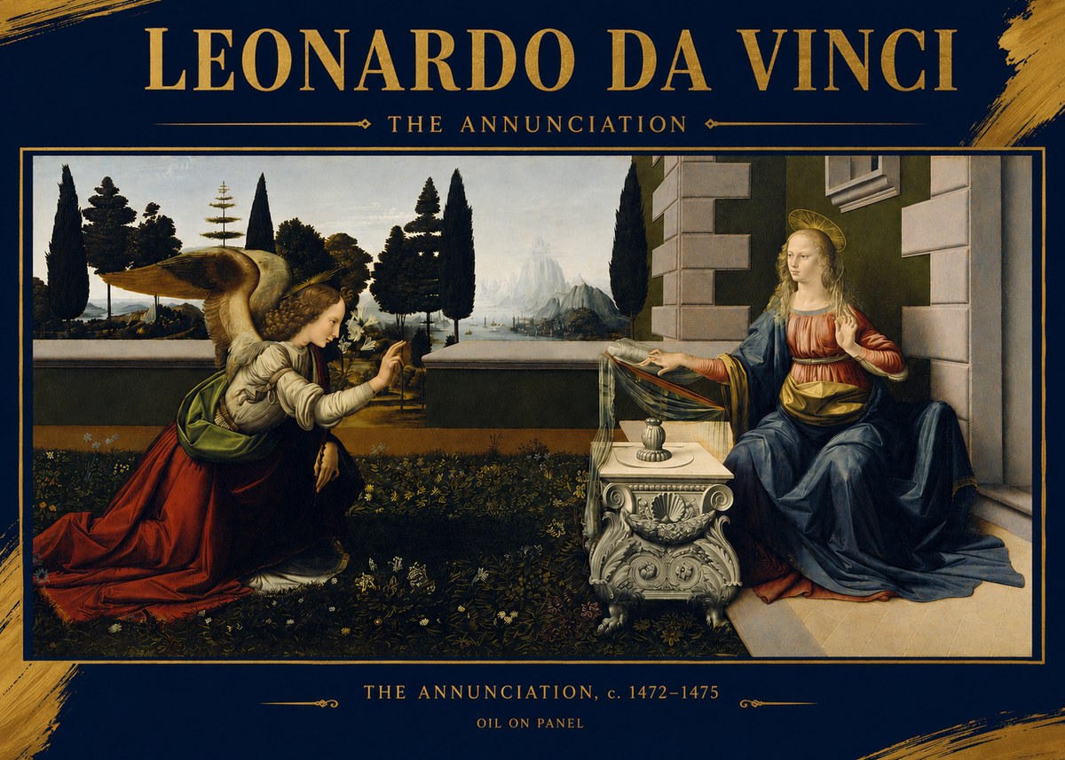 Leonardo da Vinci The Annunciation No2 - Poszter