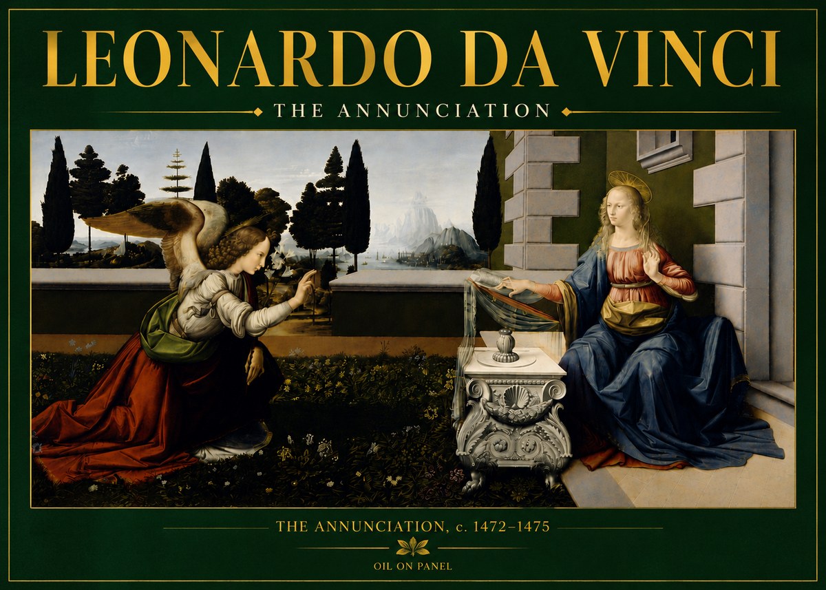 Leonardo da Vinci The Annunciation No5 - Poszter